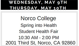 Norco College Spring into Health Student Health Fair at Norco College