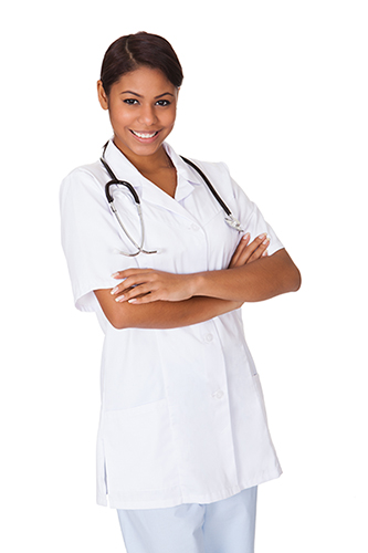 Happy Female Doctor. Isolated On White Background