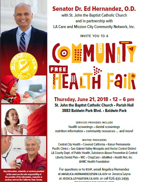 Image for Community Free Health Fair on June 21 from 12pm to 6pm