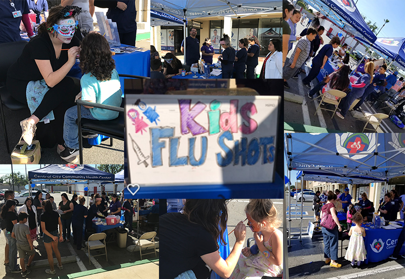 images from the flu shot event, face painting and free flu shots